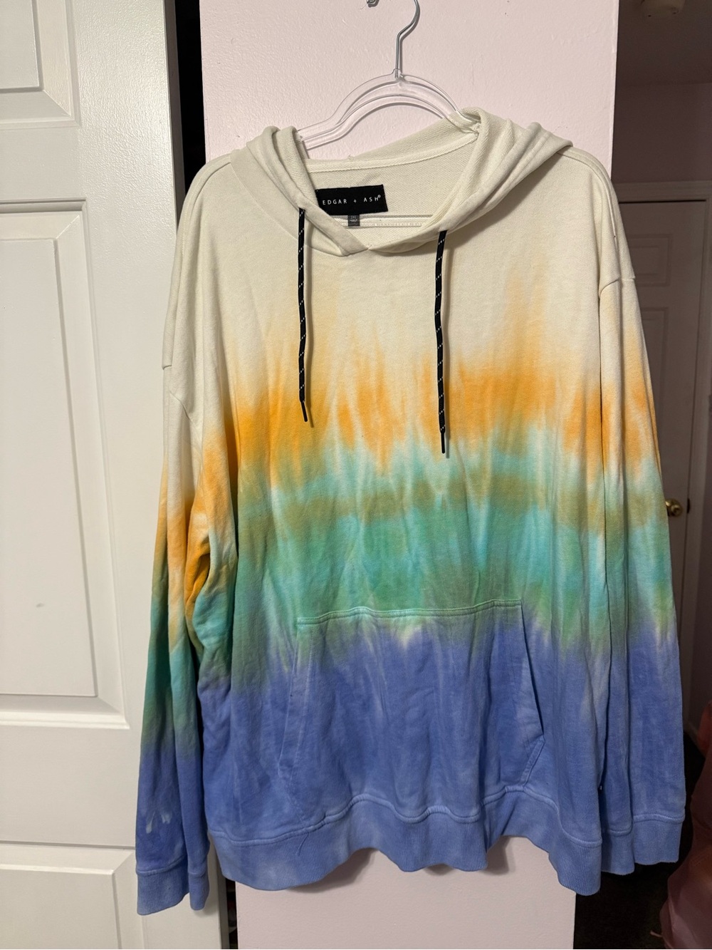 Ombre Tie-Dye Hooded Sweater - Cream, Yellow, Green, Blue